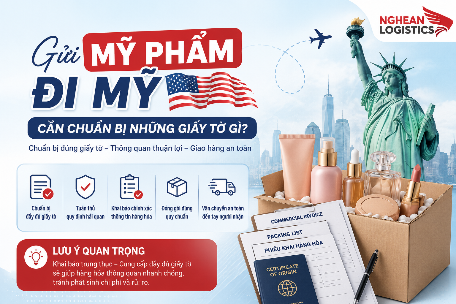 Gửi mỹ phẩm đi Mỹ cần chuẩn bị những gì?