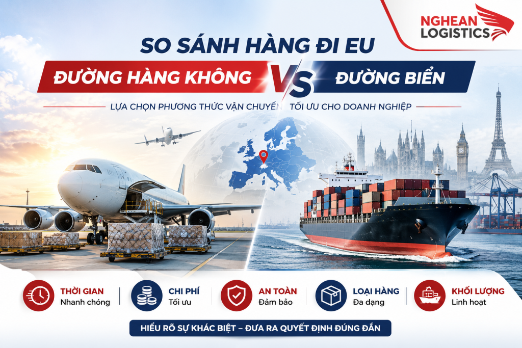 So sánh hàng đi EU bằng đường hàng không và đường biển