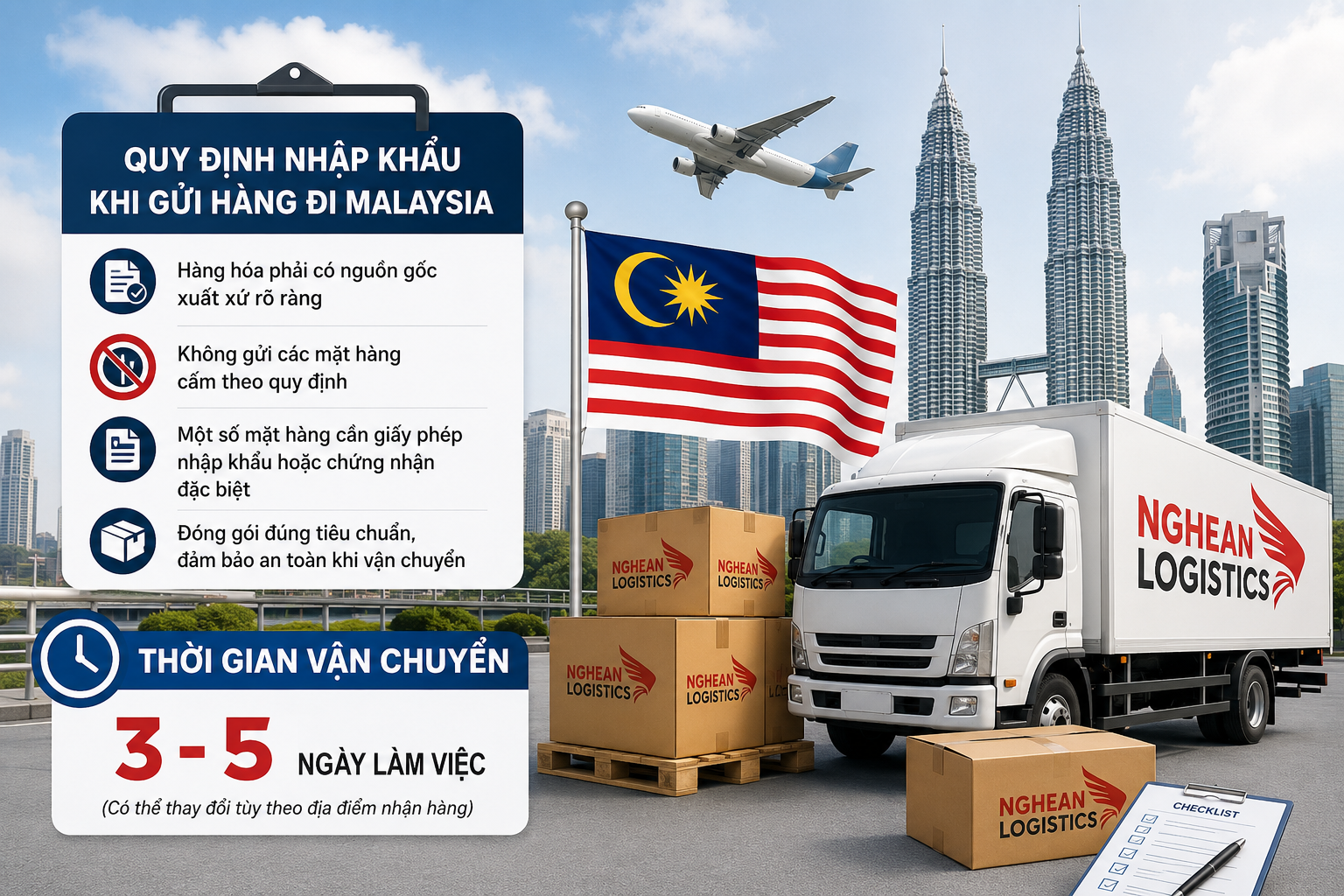 Gửi hàng đi Malaysia: Quy định nhập khẩu và thời gian vận chuyển