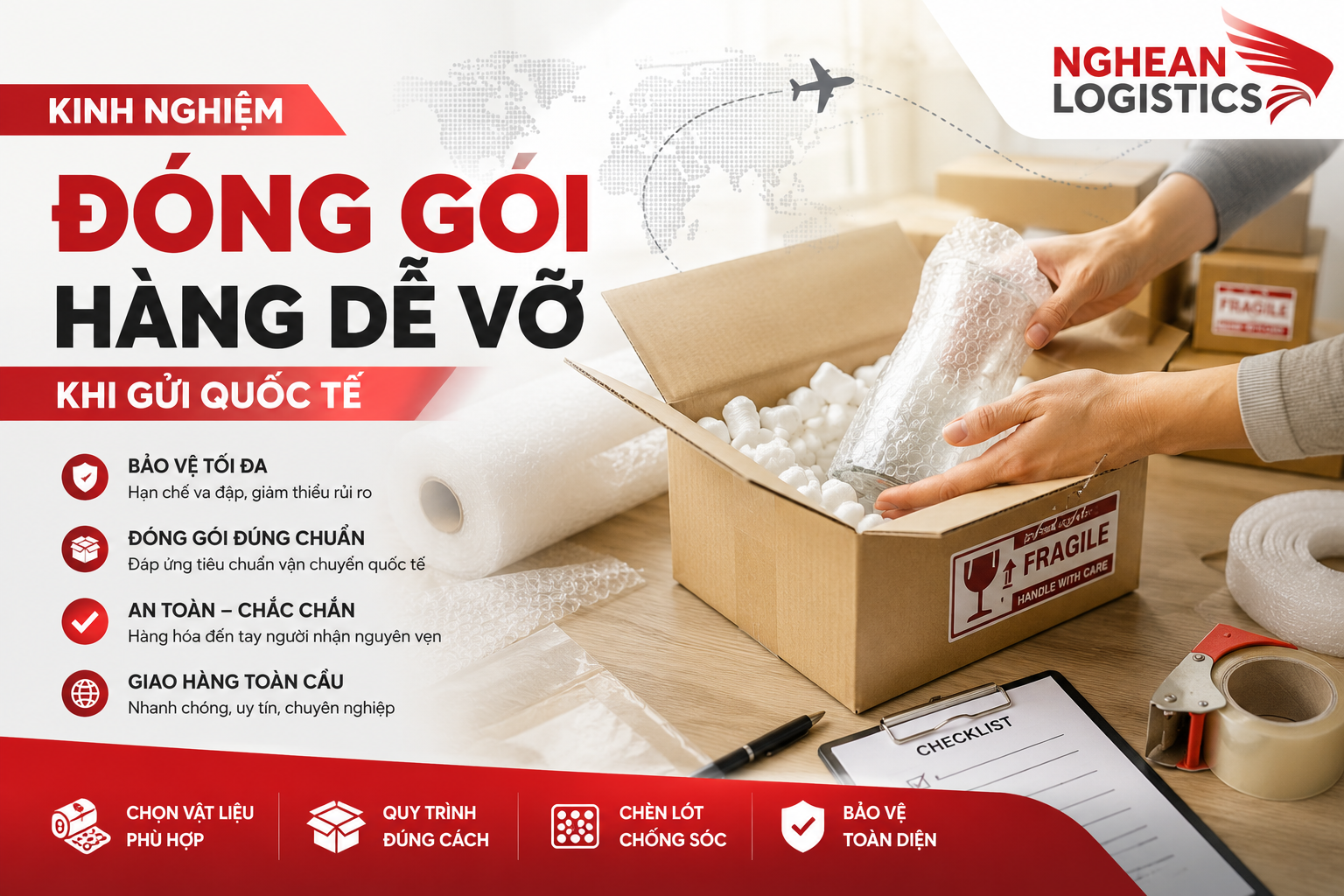 Kinh nghiệm đóng gói hàng dễ vỡ khi gửi quốc tế