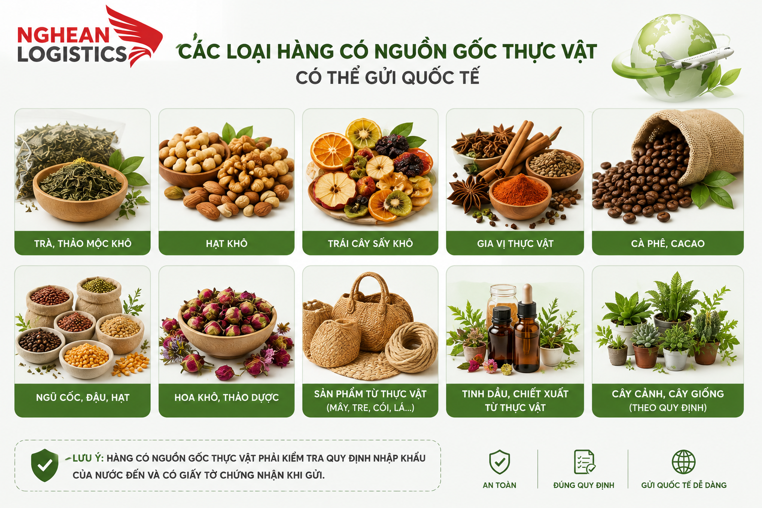 Hàng có nguồn gốc thực vật có thể gửi quốc tế không?