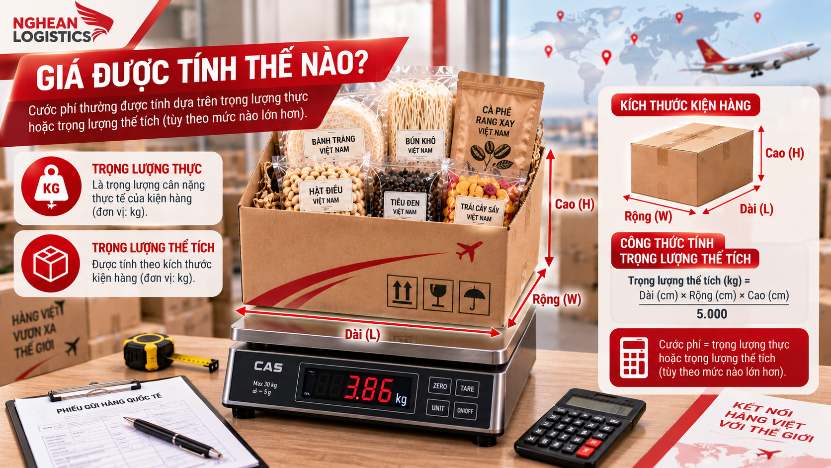 Giá gửi thực phẩm khô đi nước ngoài được tính thế nào?