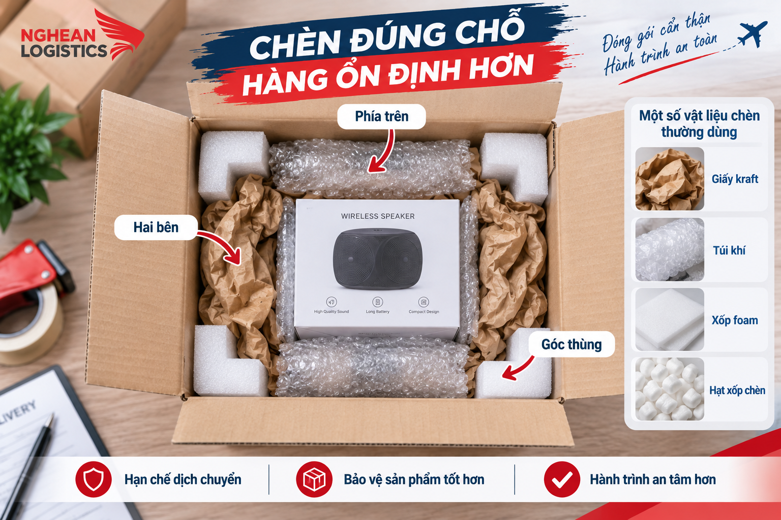 Thùng hàng còn nhiều khoảng trống có ảnh hưởng gì không?