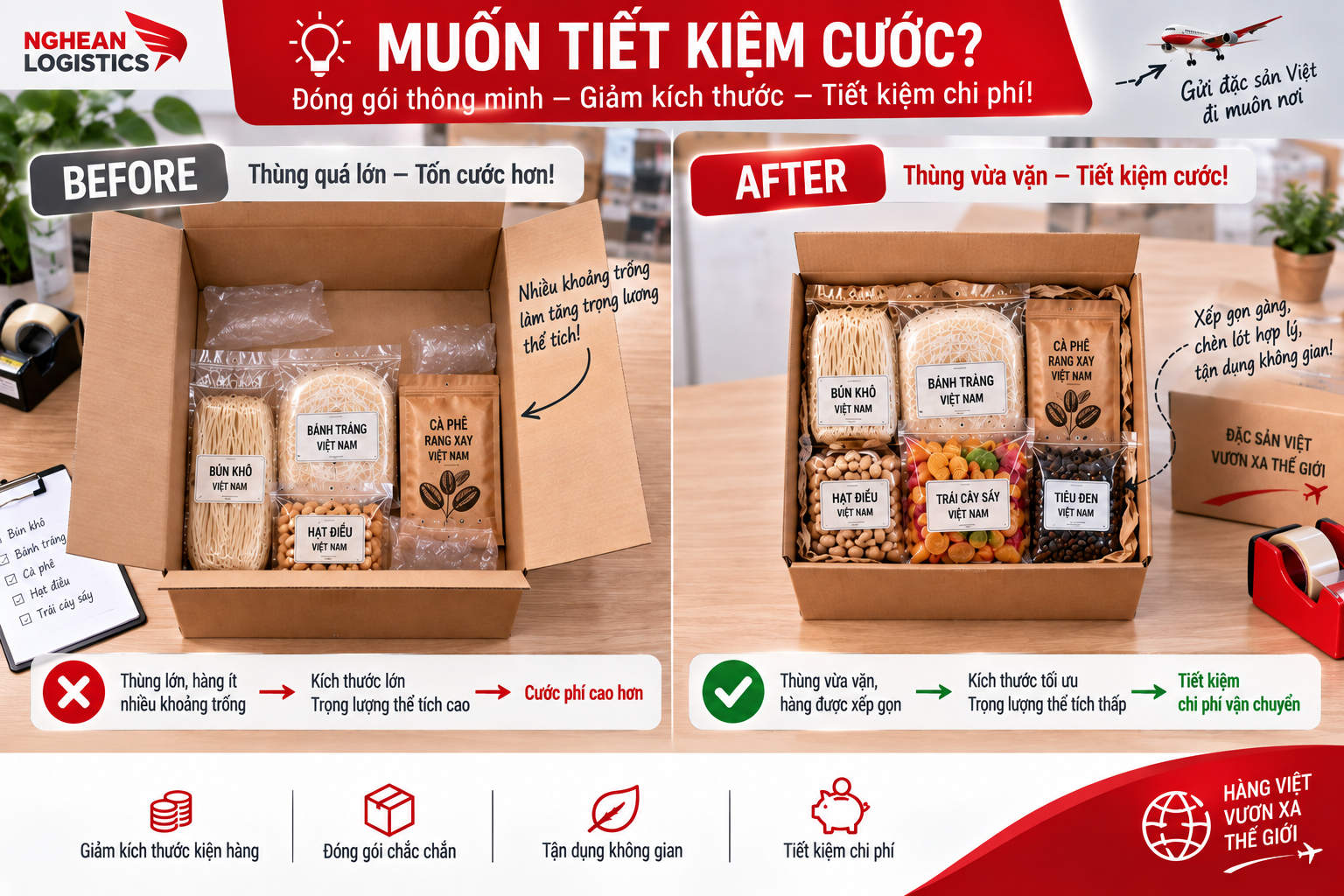 Muốn tiết kiệm cước, hãy bắt đầu từ cách đóng hàng