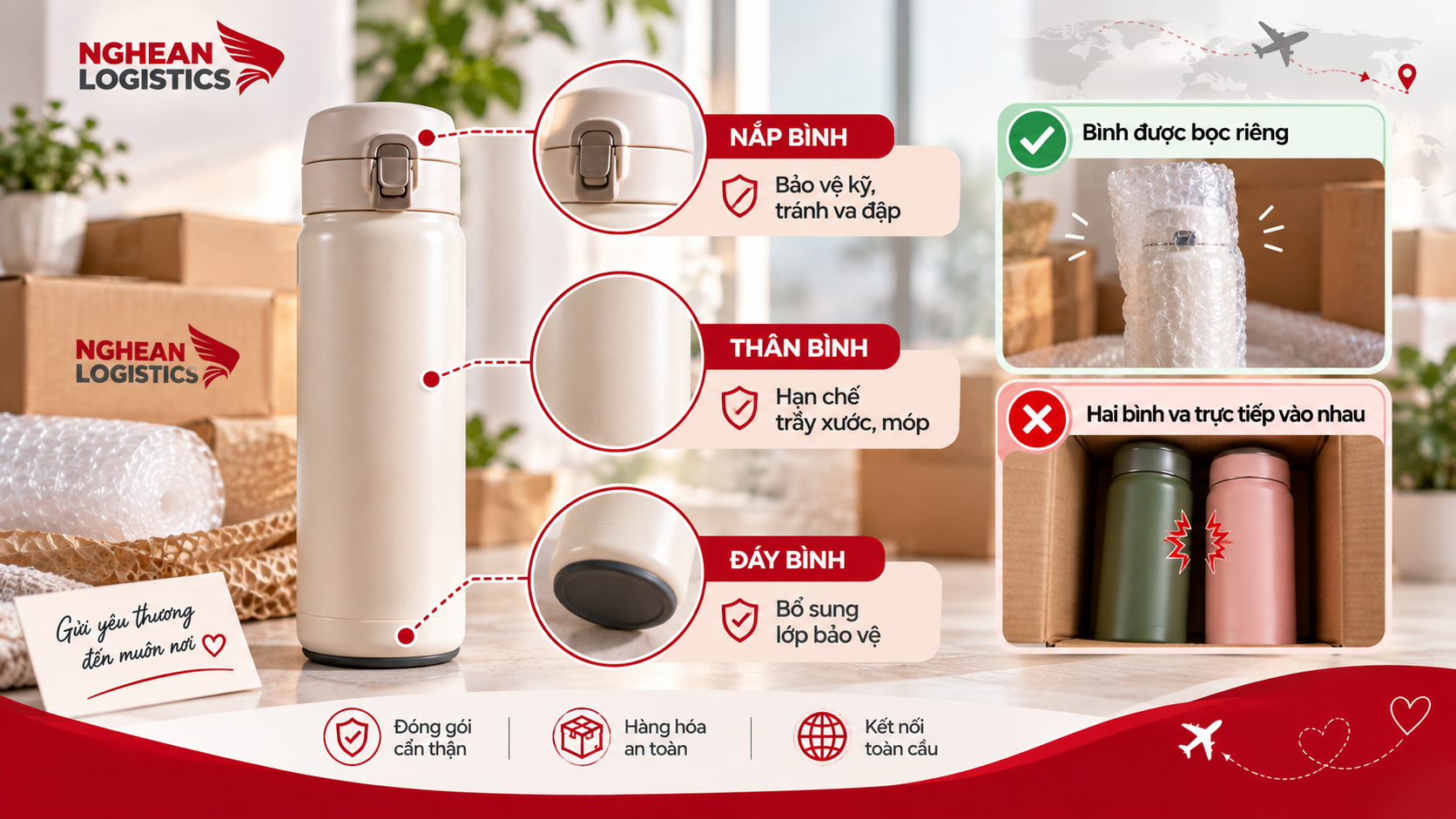 Gửi bình giữ nhiệt đi nước ngoài: Nên bọc và cố định thế nào? Gửi bình giữ nhiệt đi nước ngoài: Nên bọc và cố định thế nào?
