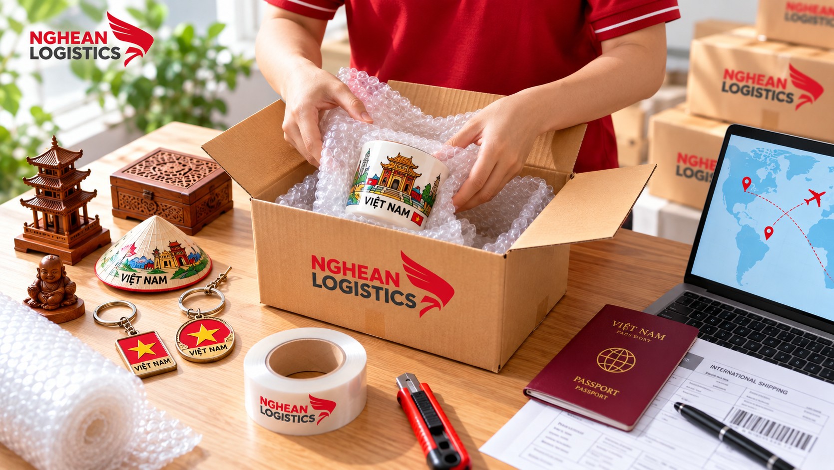 Gửi đồ lưu niệm đi nước ngoài: Cách đóng chung một kiện Gửi đồ lưu niệm đi nước ngoài: Cách đóng chung một kiện
