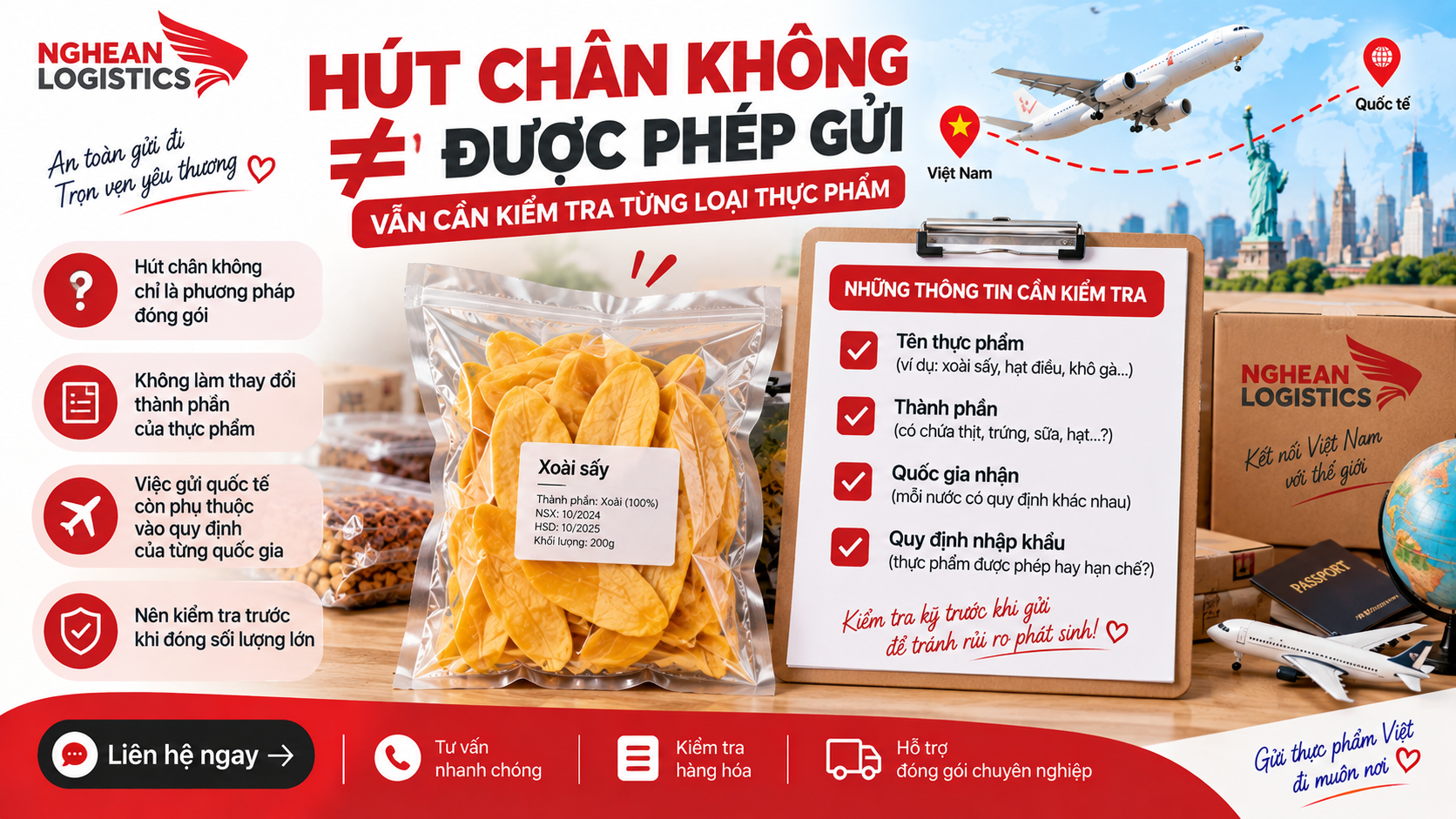 Đồ ăn khô tự đóng gói tại nhà có gửi quốc tế được không? Đồ ăn khô tự đóng gói tại nhà có gửi quốc tế được không?