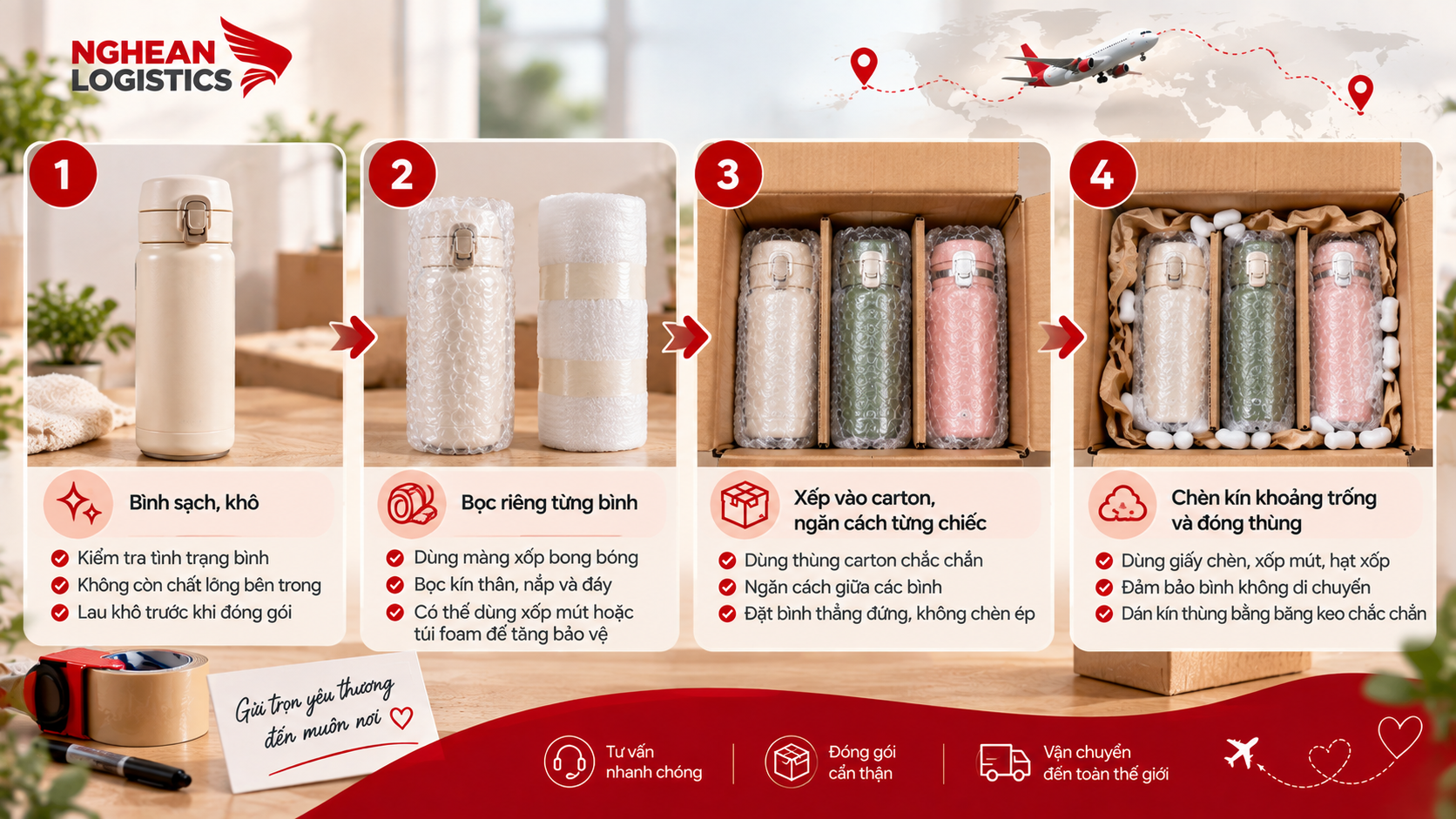 Gửi bình giữ nhiệt đi nước ngoài: Nên bọc và cố định thế nào? Gửi bình giữ nhiệt đi nước ngoài: Nên bọc và cố định thế nào?