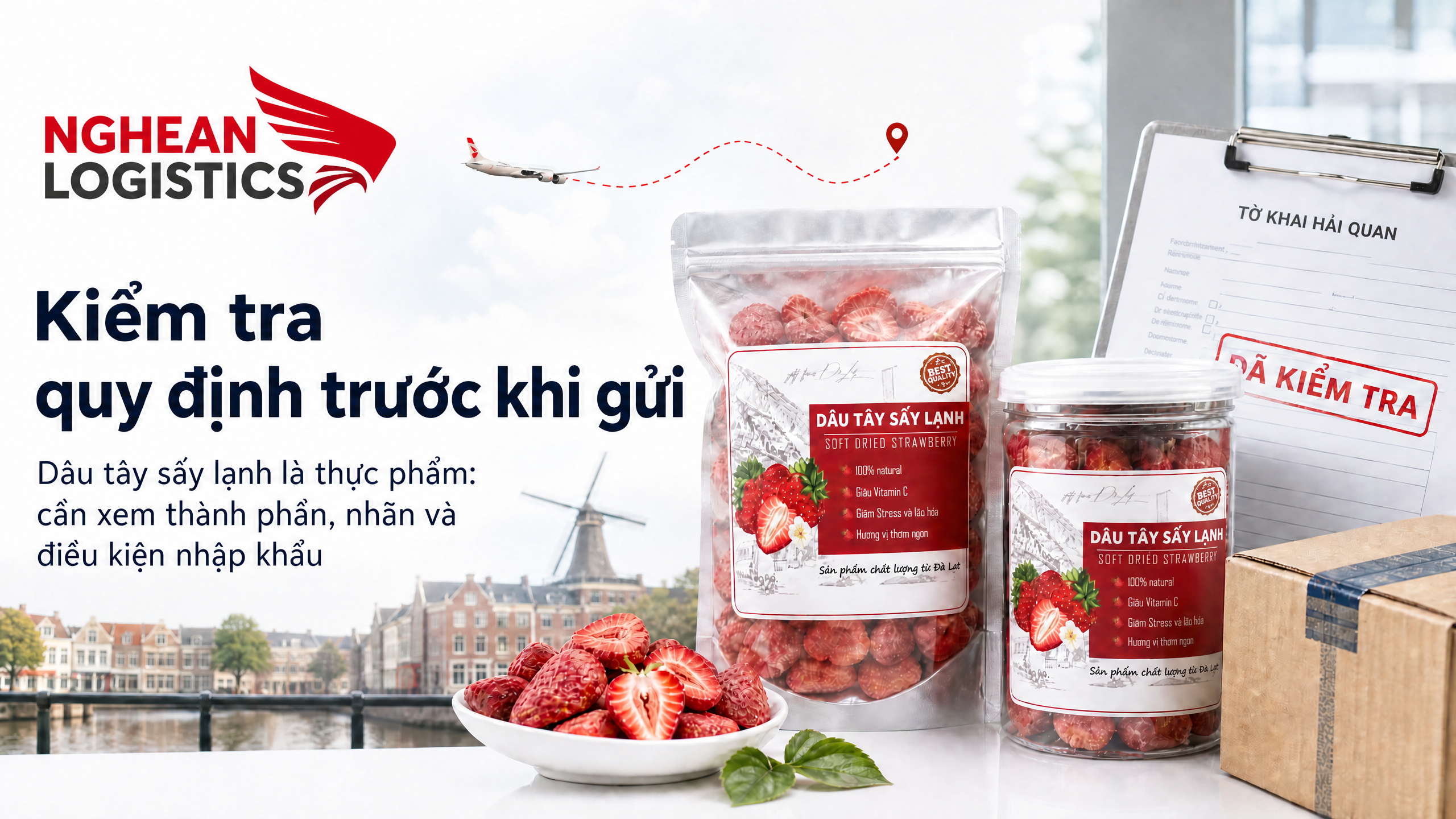 Gửi dâu tây sấy lạnh đi Hà Lan