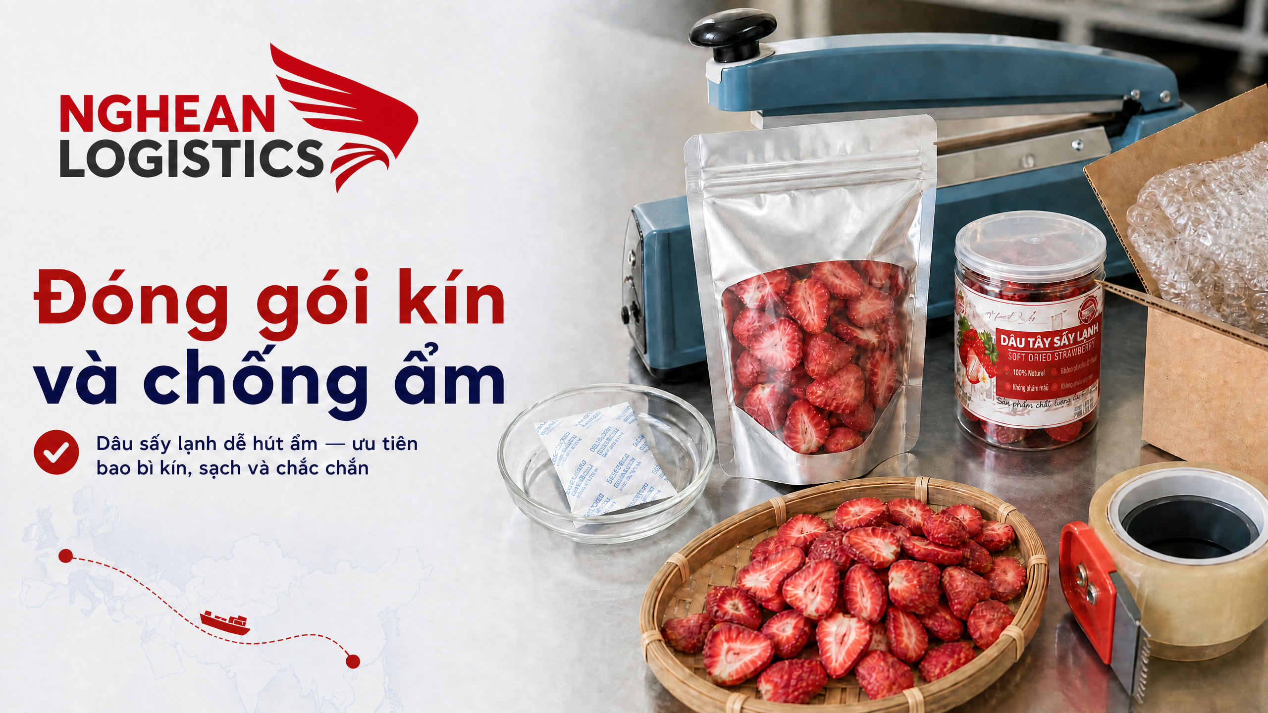 Đóng gói Dâu sấy lạnh