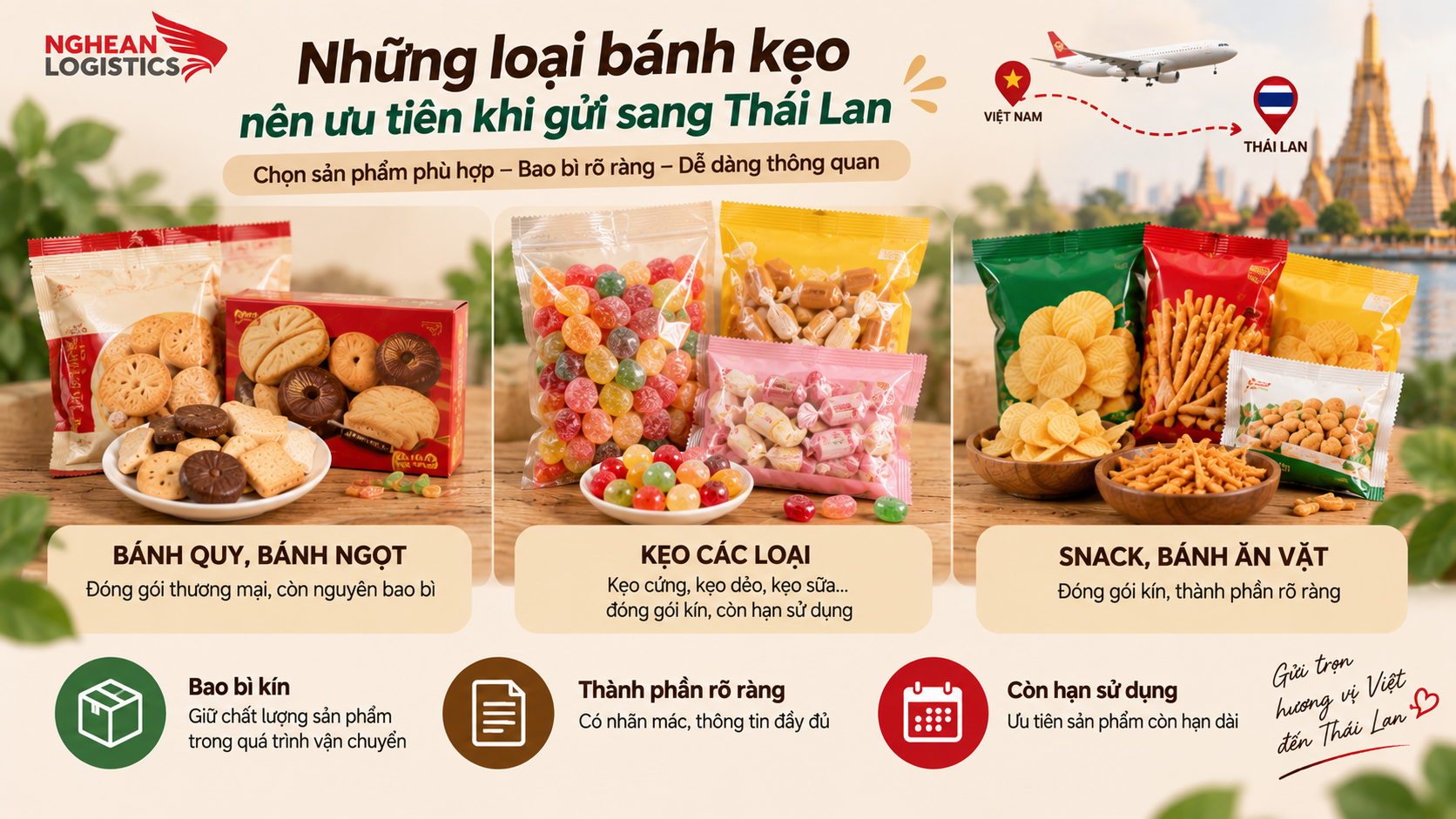 Gửi bánh kẹo sang Thái Lan có được không? Cách chuẩn bị trước khi gửi