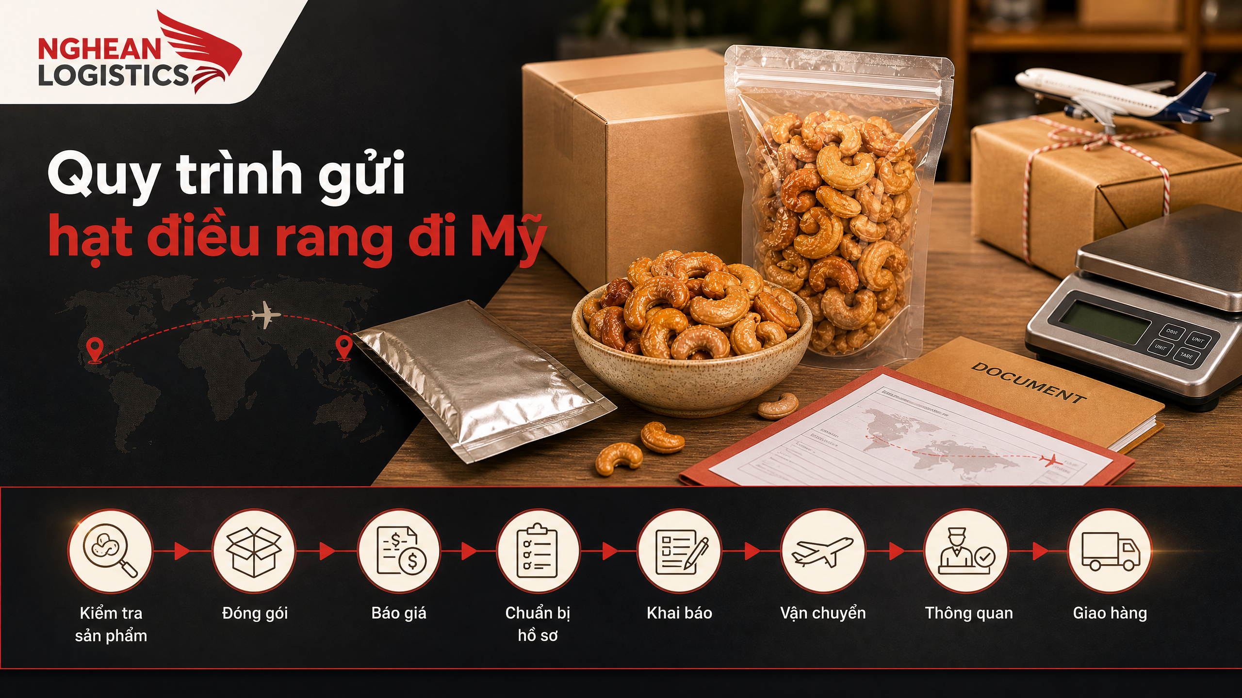 Quy trình gửi hạt điều rang vị Việt đi Mỹ