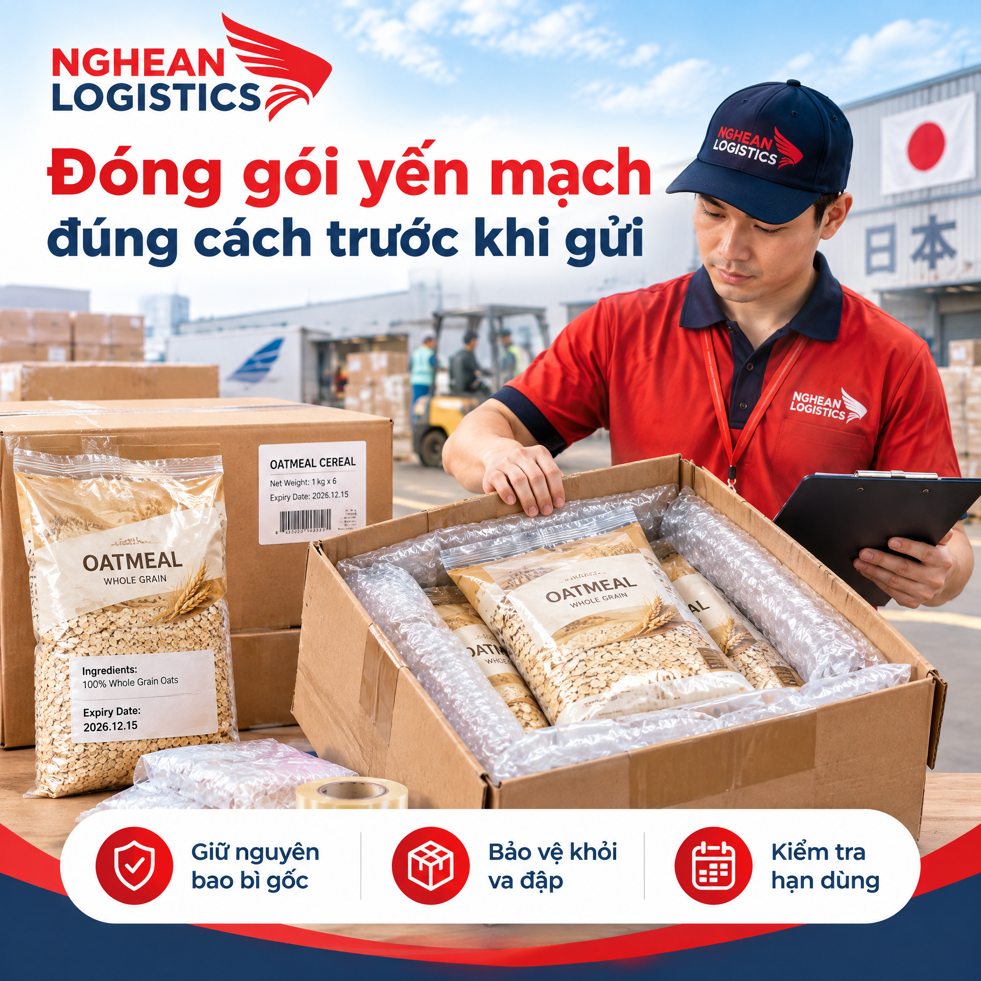 Đóng gói yến mạch trước khi gửi