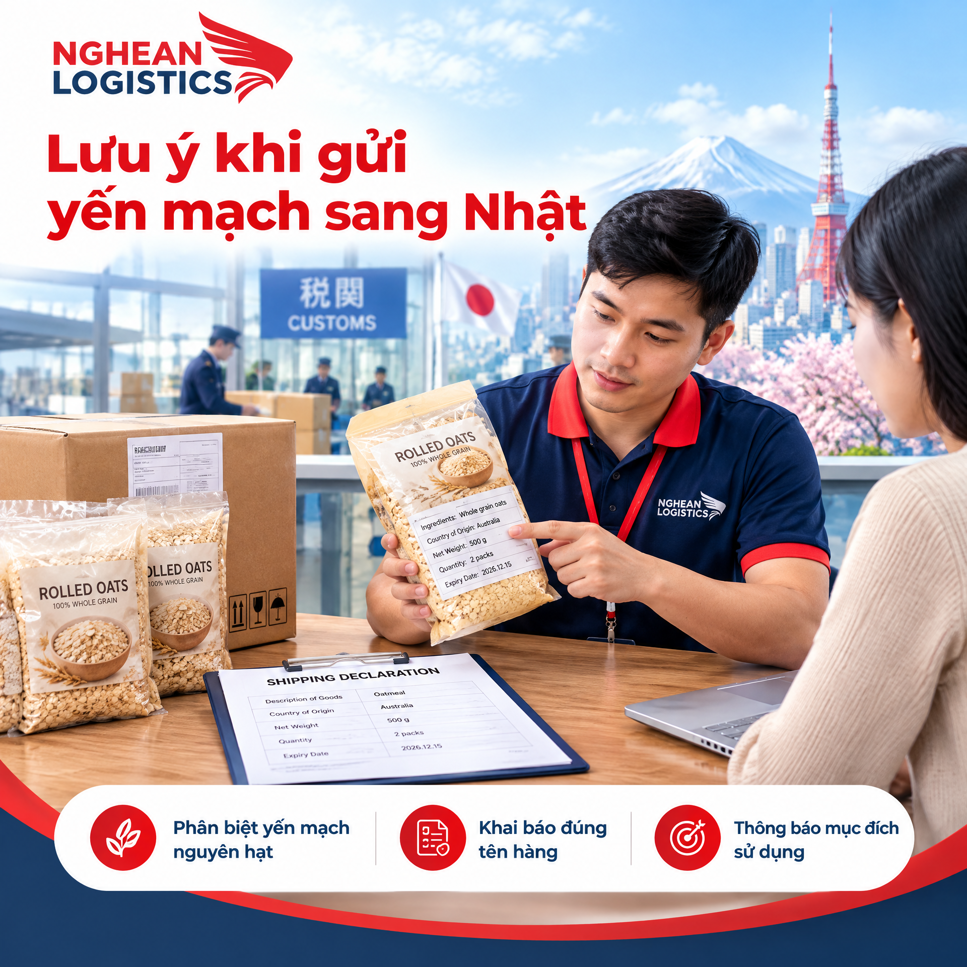 Lưu ý khi gửi yến mạch sang Nhật
