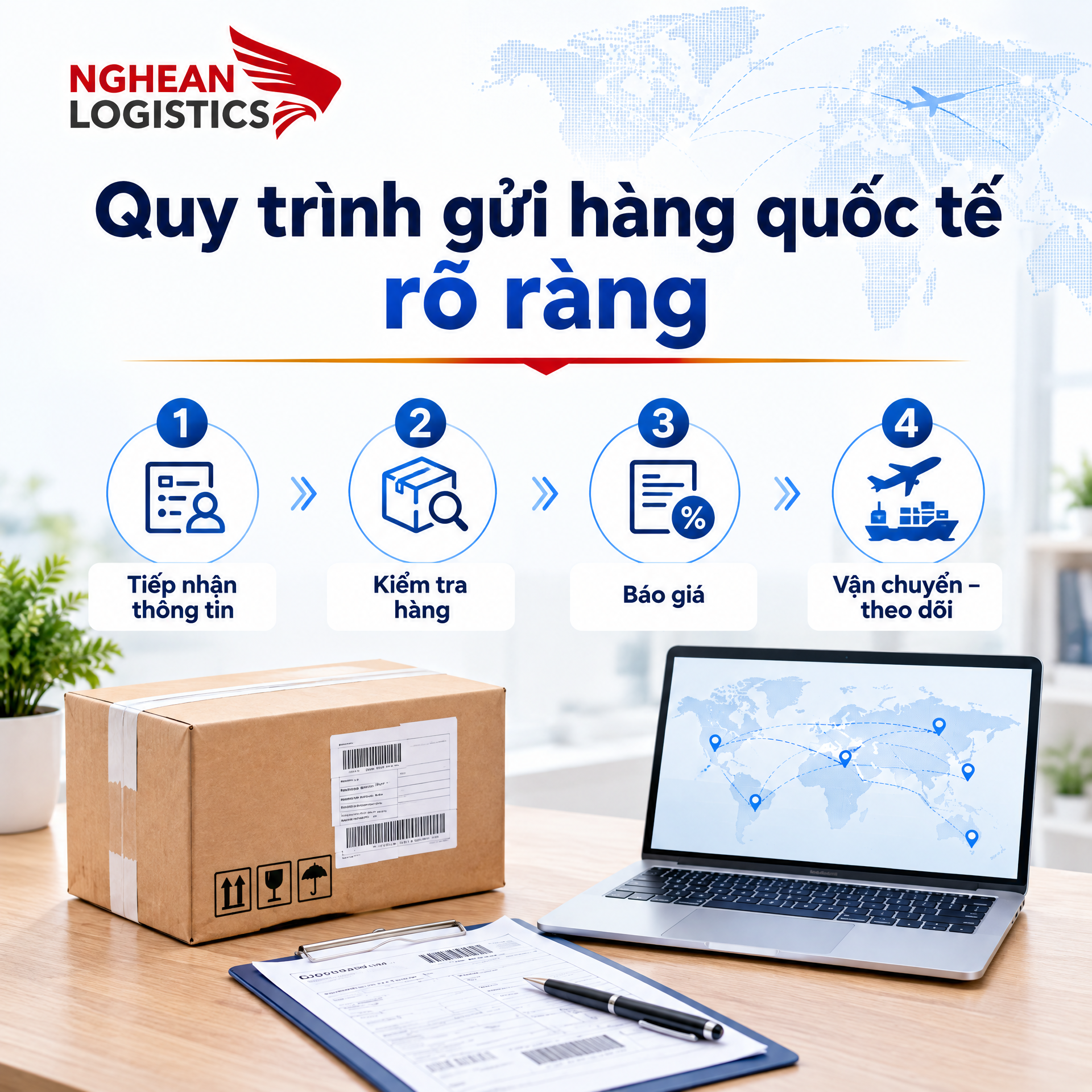 Quy trình gửi hàng quốc tế rõ ràng