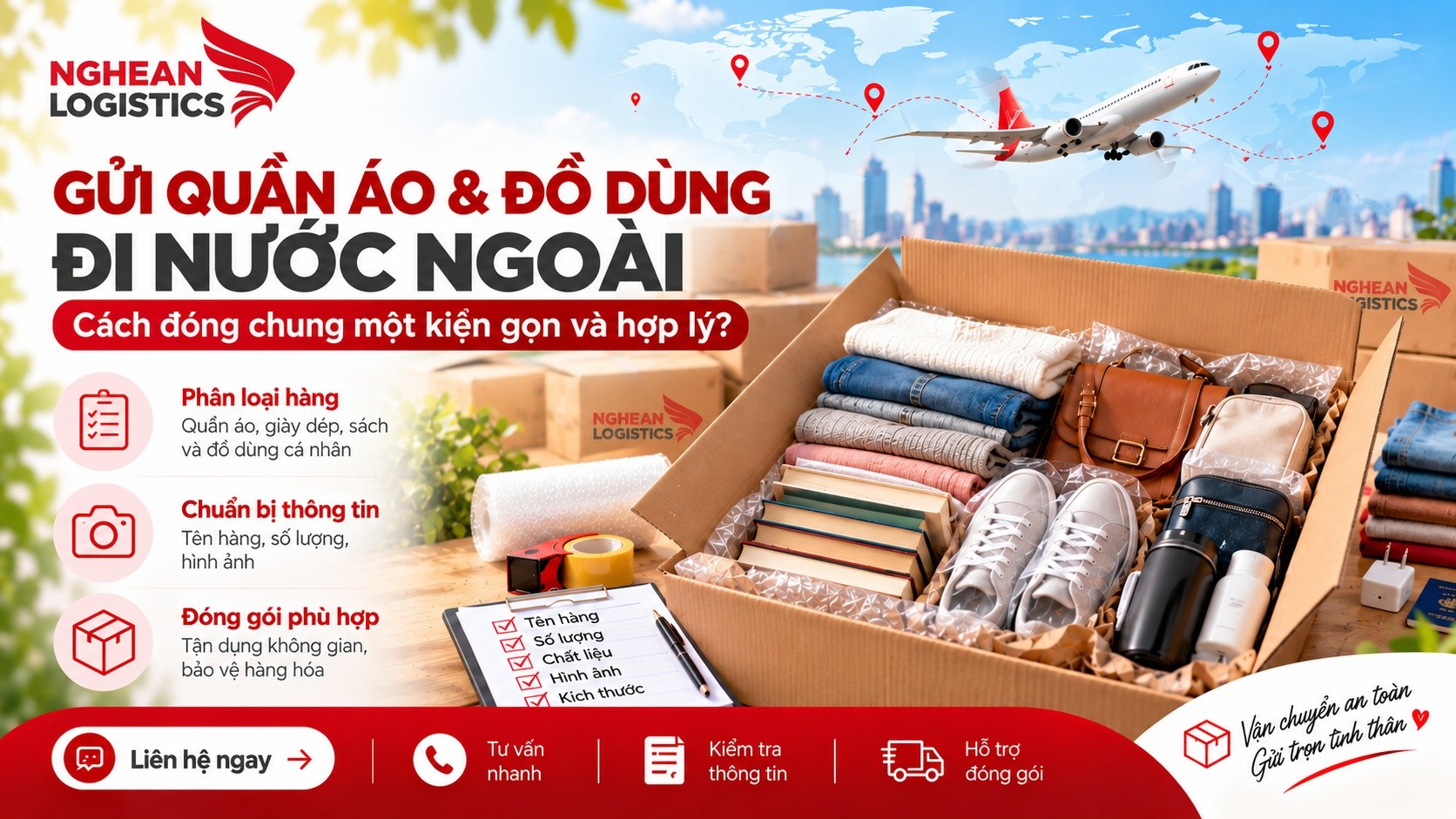 Gửi quần áo và đồ dùng đi nước ngoài: Cách đóng chung một kiện Gửi quần áo và đồ dùng đi nước ngoài: Cách đóng chung một kiện